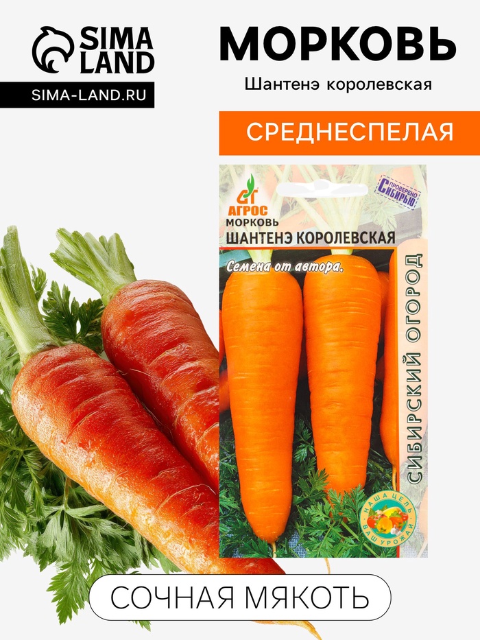Семена Морковь «Шантенэ Королевская», 2 г, «Агросс»
