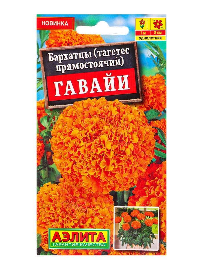Семена цветов Бархатцы Гавайи прямостоячие , Ц/П,0,3 г