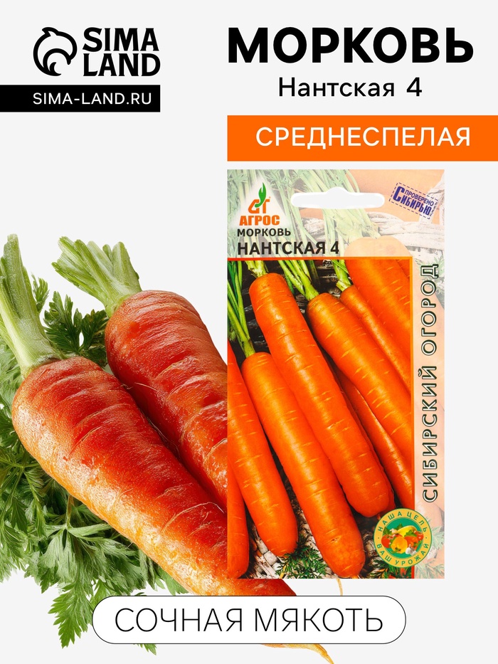 Семена Морковь «Нантская 4», 2 г, «Агросс»
