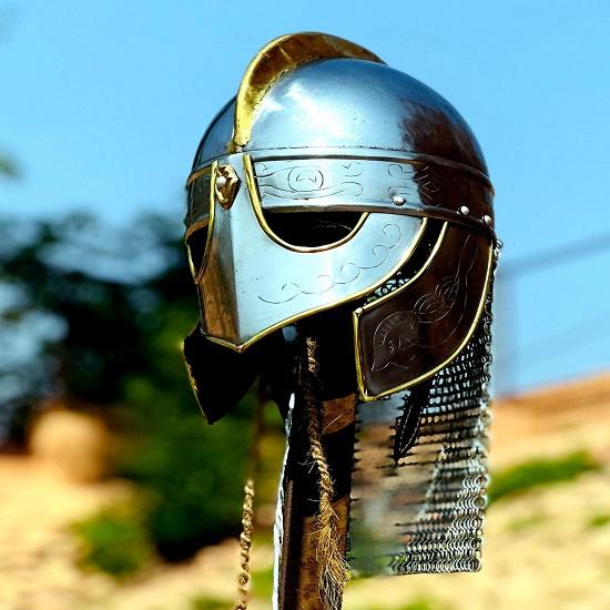 Шлем викинга Шлем средневекового рыцаря Шлем викинга Косплей-акценты Кольчужный шлем